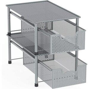 SimpleHouseware Stackable Cabinet Basket Drawer Organizer, Silver
